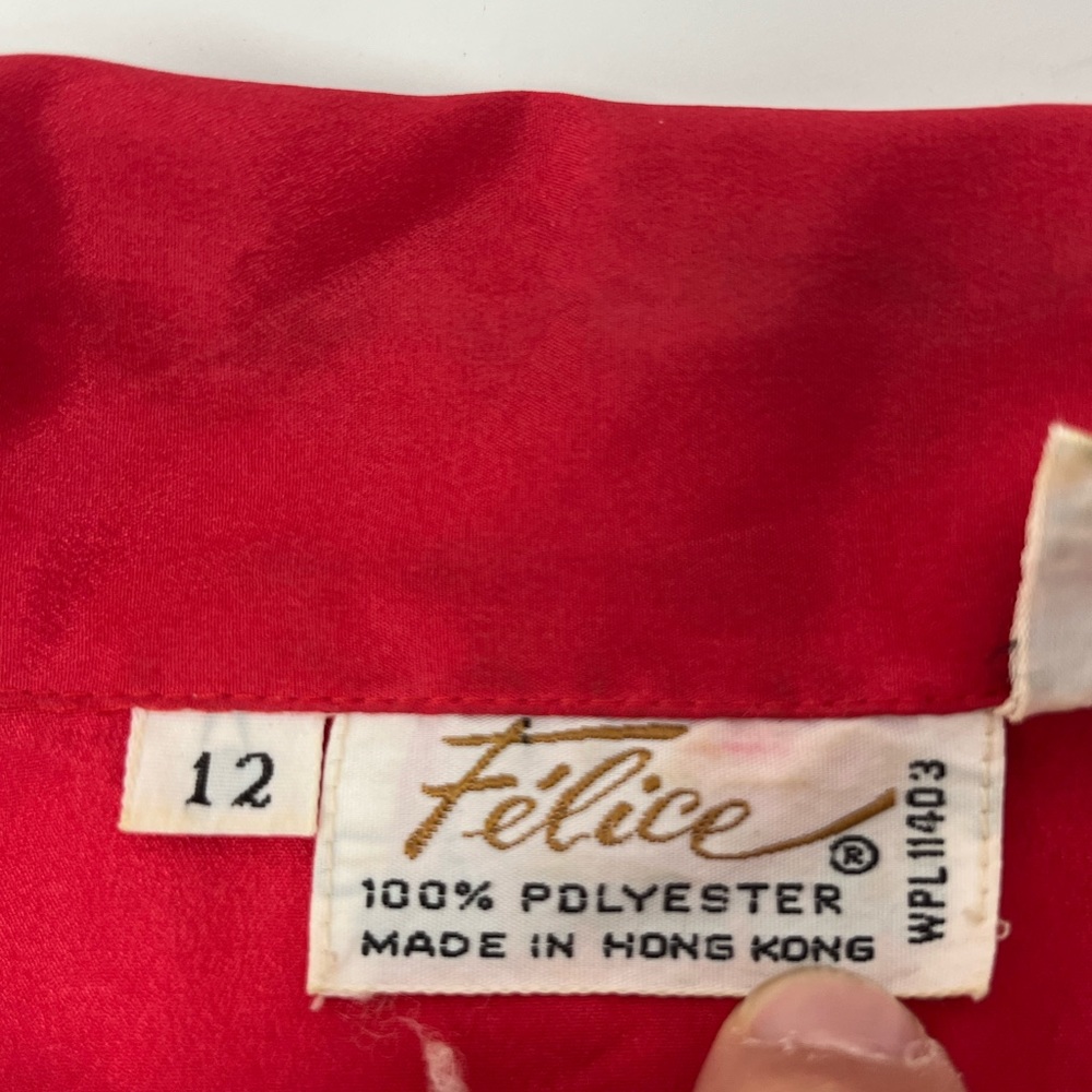 Vintage Felice Ruby Collared Button Up Blouse Dee… - image 4